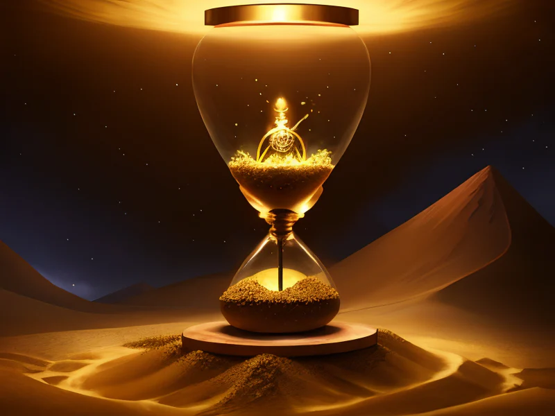 Generous (Demon:1.35), Dragon Knight, A stream of sand flowing upward into an hourglass shape, dynamic angle