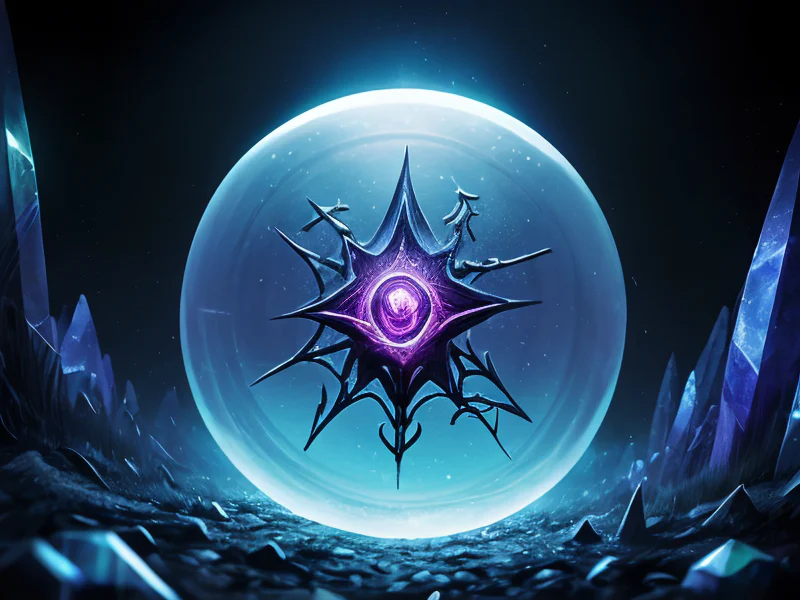 Savage (Demon:1.35), Harbinger, In a crystal labyrinth, low angle shot, powerful creature