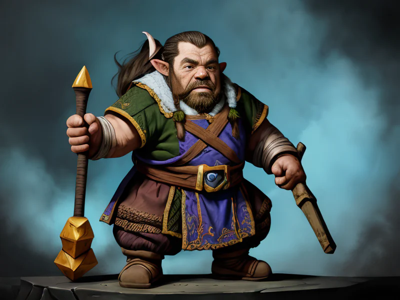 Unforgiving (Dwarf:1.35), Warrior, A single oversized pauldron carved from granite, three-quarter view