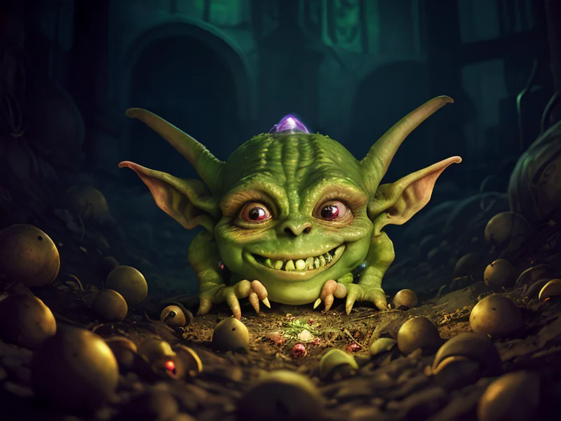 Unholy (Goblin:1.35), Gunslinger, A cluster of small bells tied to the scabbard, three-quarter view, powerful creature