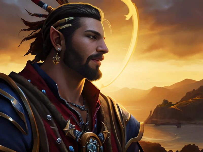Unpredictable Human male, African, Pirate, Barefoot but surrounded by a halo of energy, dynamic angle