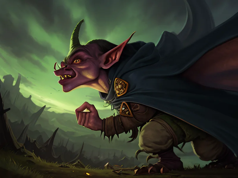 Optimistic (Goblin:1.35), Thief, A jagged cloak pin carved from dragon bone, dynamic angle, powerful creature