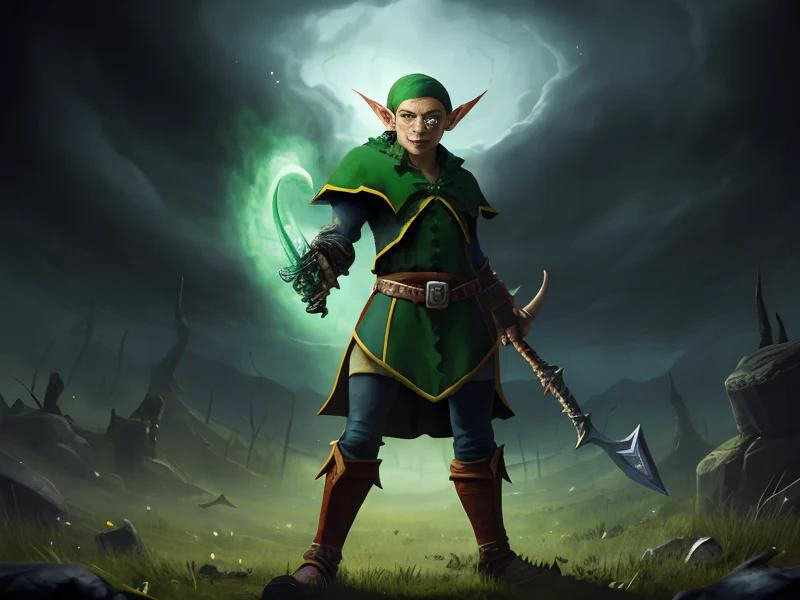 Corrupted (Elf:1.35), Druid, A mantle of layered parchment covered in spells, full-body shot