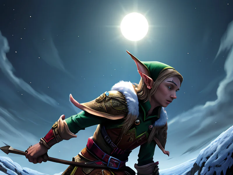 Agile (Elf:1.35), Sun Priest, Arrows tipped with glowing frost, three-quarter view