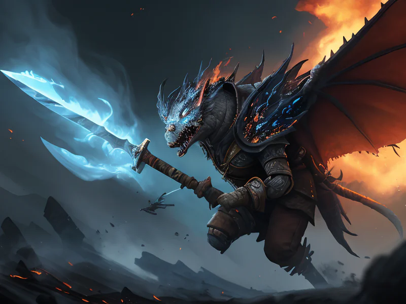 Flameforged (Air Elemental:1.35), semi-transparent wind body, cyclone torso, cloud wisps, A great axe with blades of condensed wind, dynamic angle