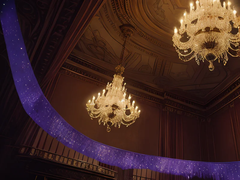 Graveborn (Carcajou:1.35), Inside a grand ballroom with chandeliers of starlight, dynamic angle