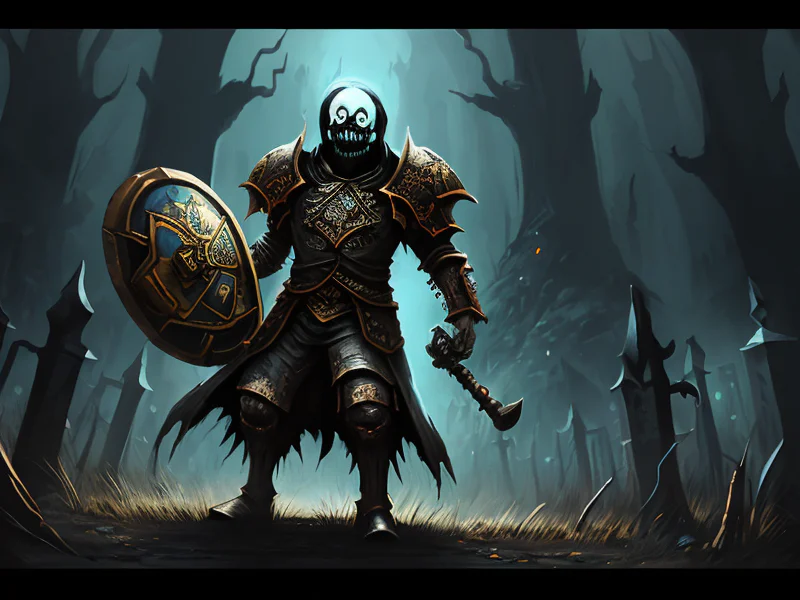 Ironclad (Undead:1.35), Summoner, A shield rimmed with rotating bronze gears, three-quarter view