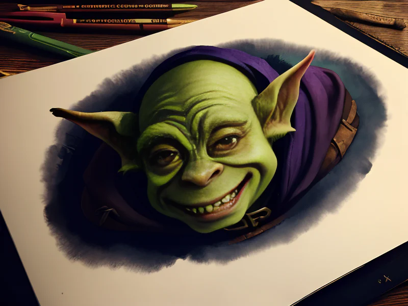 Mischievous (Goblin:1.35), Assassin, Cloak made of raven feathers and shadow, low angle shot