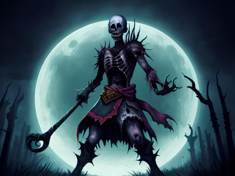 Scarred (Undead:1.35), Voidwalker, A scimitar that bends like a ribbon when swung, waist-up shot