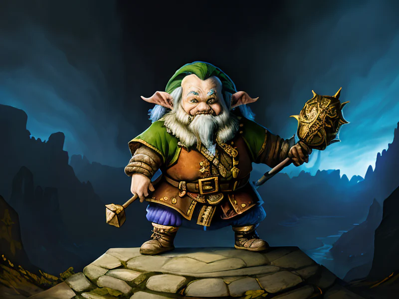 Gold-veined (Dwarf:1.35), Geomancer, On a bridge of bones spanning a chasm, medium close-up