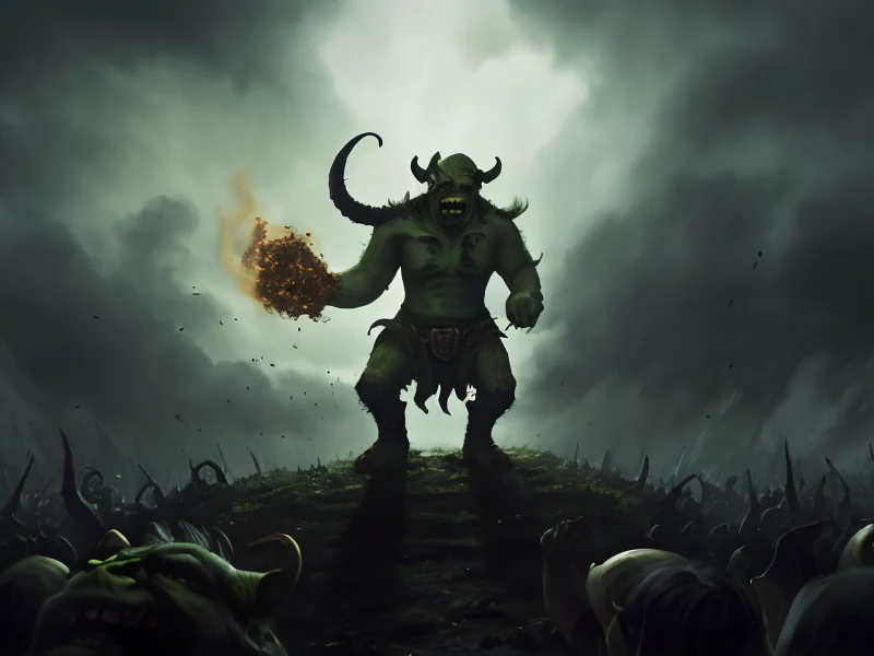 Stormforged (Orc:1.35), Witch, A swarm of spectral hands reaching from the ground, three-quarter view