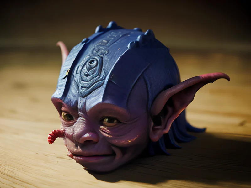 Noble (Goblin:1.35), Sentinel, Half-mask carved from seashell, dynamic angle