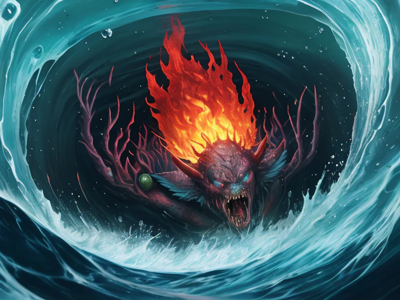 Graveborn (Water Elemental:1.35), translucent water body, wave limbs, tide core, foam, Necklace made of beast fangs, medium close-up