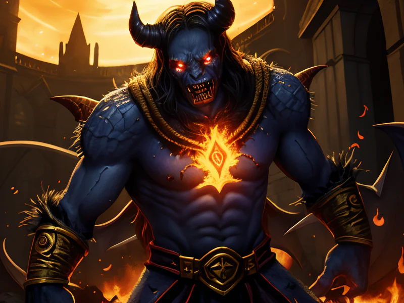 Dawnlit (Demon:1.35), Pyromancer, Scales covering their arms, waist-up shot, powerful creature