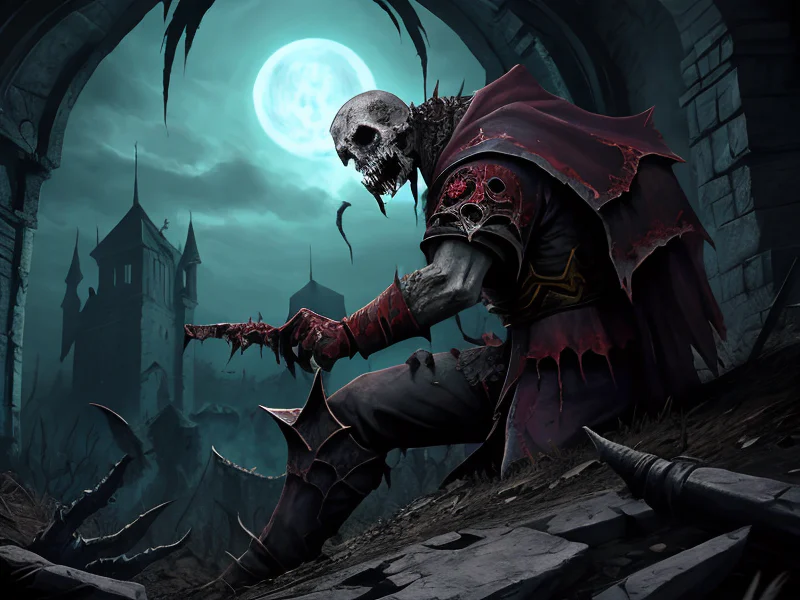 Merciless (Undead:1.35), Doom Herald, On a crumbling fortress wall, three-quarter view