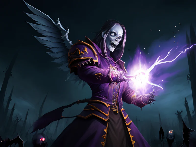 Determined (Undead:1.35), Hexblade, Wings made of pure energy, three-quarter view