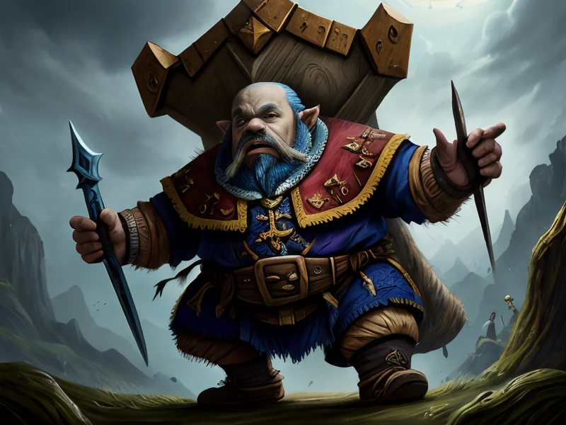 Unholy (Dwarf:1.35), Artificer, A shield with roots growing from its lower edge, dynamic angle