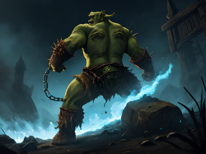 Generous (Orc:1.35), Juggernaut, A burning sigil stamped across the back of one hand, three-quarter view