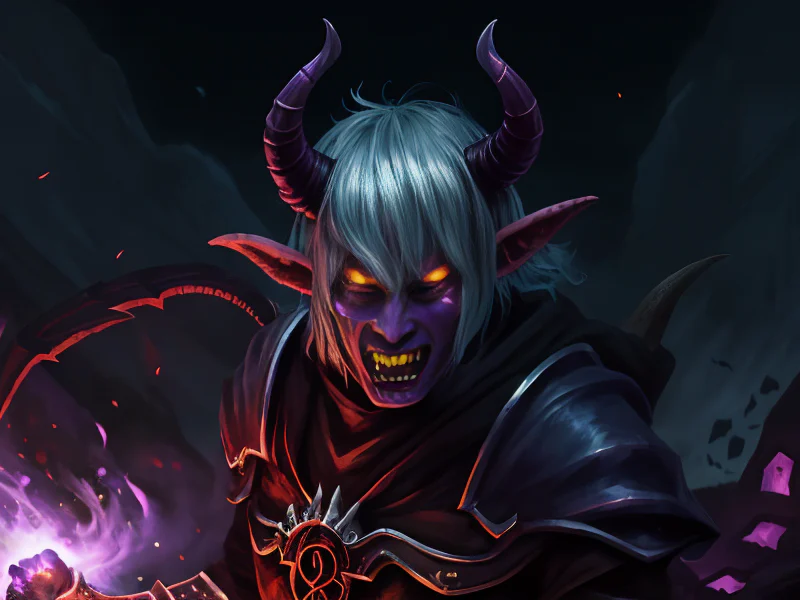 Stonebound (Demon:1.35), Shadow Priest, Ears adorned with silver rings, dynamic angle