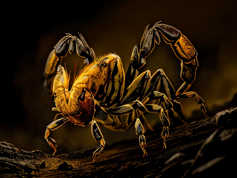 Ancient (Scorpion:1.35), Horns shaped like branching bolts of lightning, three-quarter view