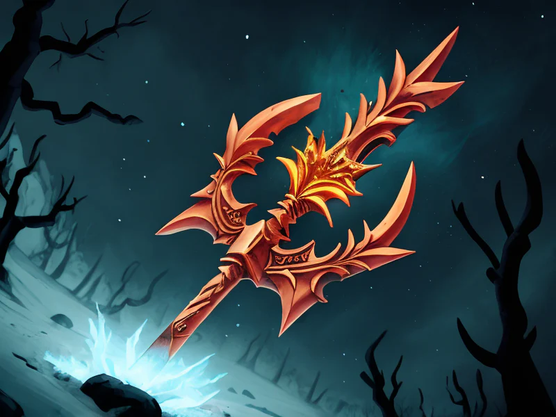 Icebound (Undead:1.35), Witch, A trident carved from coral and bone, dynamic angle