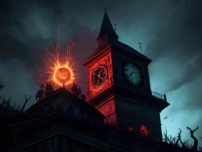 Soulscarred (Undead:1.35), Shadow Priest, Atop a clocktower, listening to its rhythmic ticking, dynamic angle