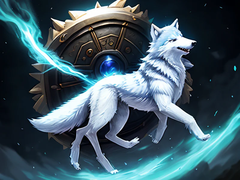 Lightforged (Direwolf:1.35), Uses a floating magical shield, low angle shot
