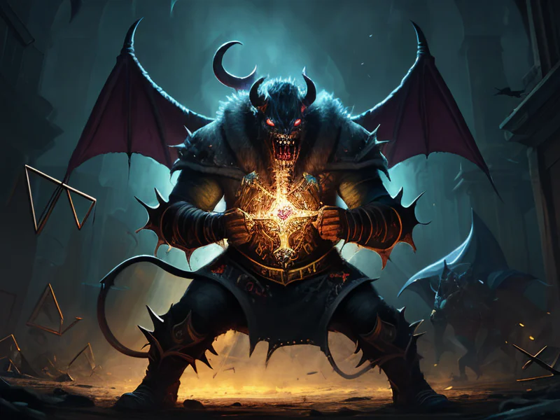 Rabid (Demon:1.35), Sorcerer, Crystal shield that reflects attacks, full-body shot