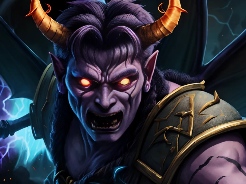 Honorable (Demon:1.35), Blightbringer, Dragon tattoo coiled around the leg, close-up portrait, very powerful creature