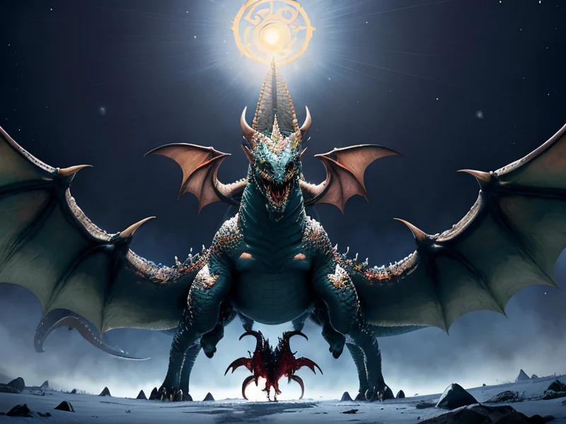 Bonecarved (Wyvern:1.35), Frost-covered ascensions, three-quarter view, powerful creature