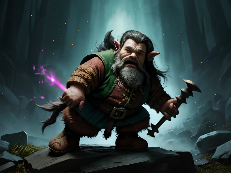 Sinister (Dwarf:1.35), Monk, A mace carved into the likeness of a roaring beast, three-quarter view, powerful creature