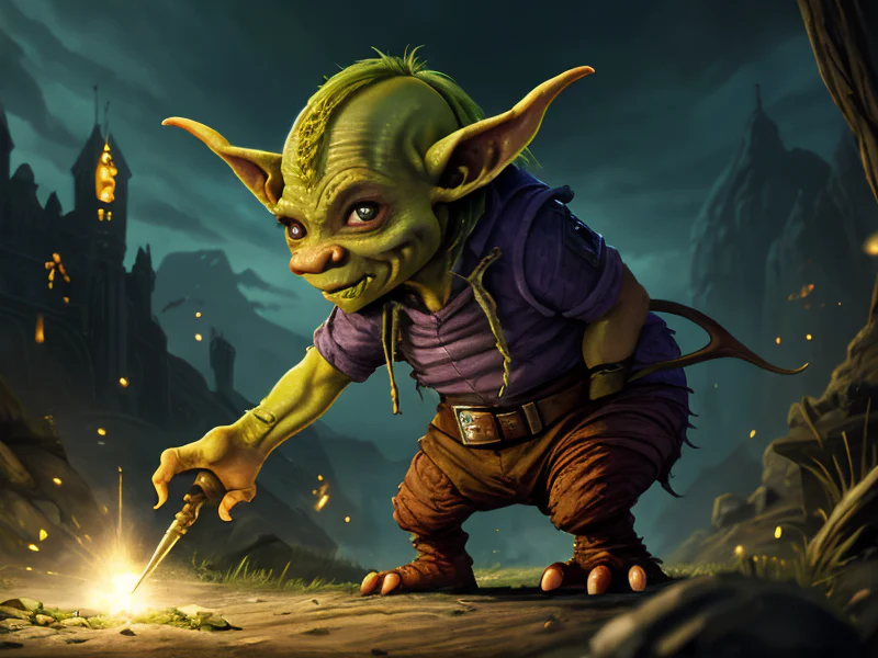 Agile (Goblin:1.35), Spellbreaker, Soaring between crystal spires, three-quarter view, powerful creature