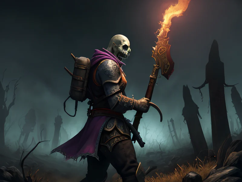 Cursed (Undead:1.35), Doom Herald, Musket slung over shoulder, three-quarter view