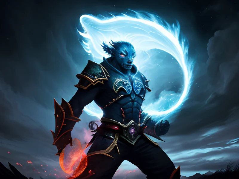 Moonlit (Air Elemental:1.35), semi-transparent wind body, cyclone torso, cloud wisps, Surrounded by a red glowing aura, dynamic angle