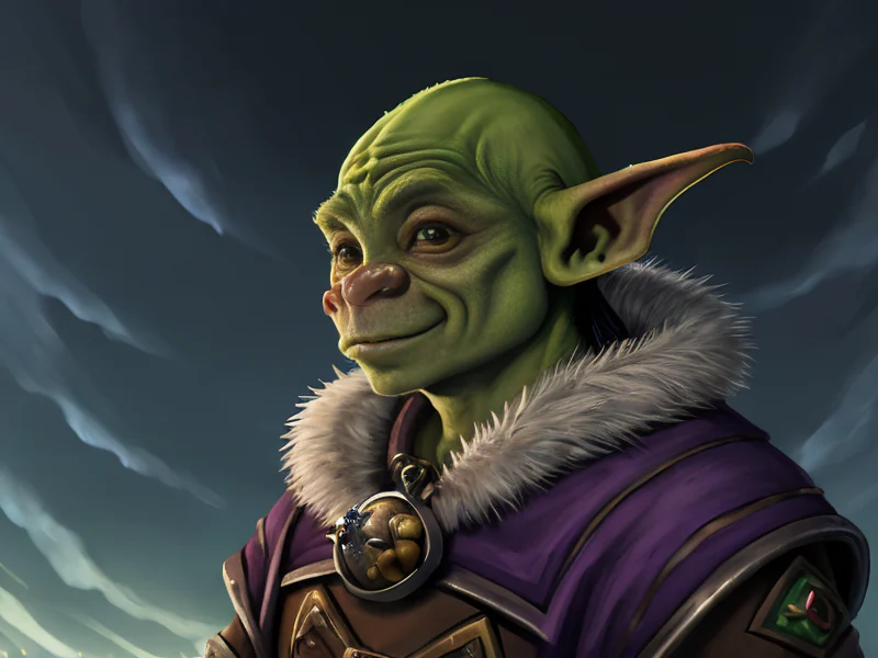 Icebound (Goblin:1.35), Artificer, A shoulder mantle of wolf fur and feathers, dynamic angle