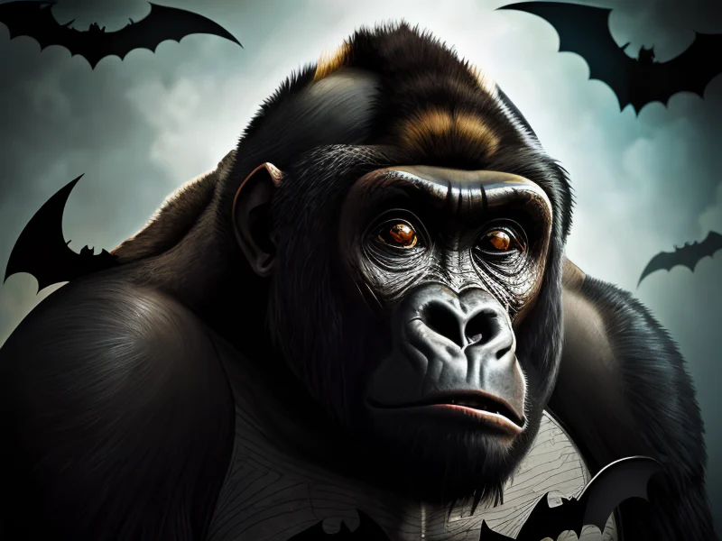 (bizarre mix between a Bat and a Gorilla:1.35), distorted, malformed, abnormality, in the wild, in nature