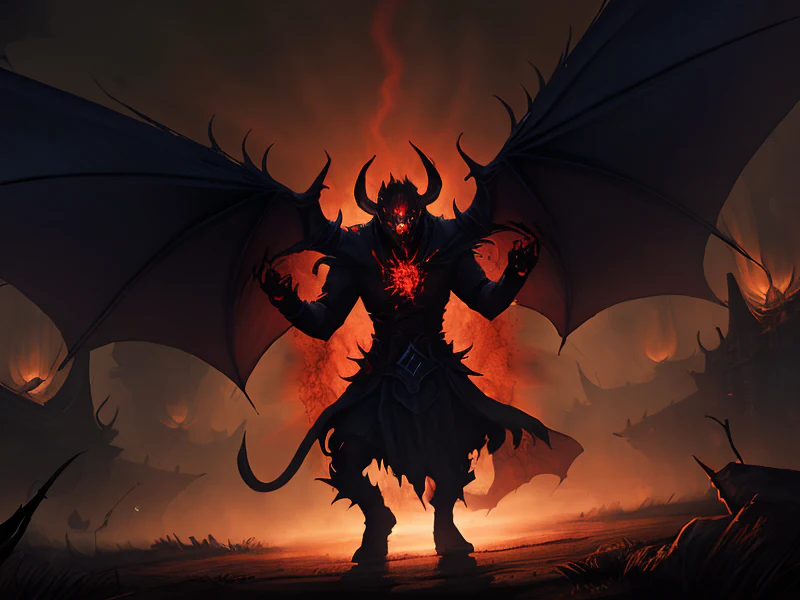 Mist-shrouded (Demon:1.35), Shadow Priest, A spine lined with small glowing sails, three-quarter view, very powerful creature