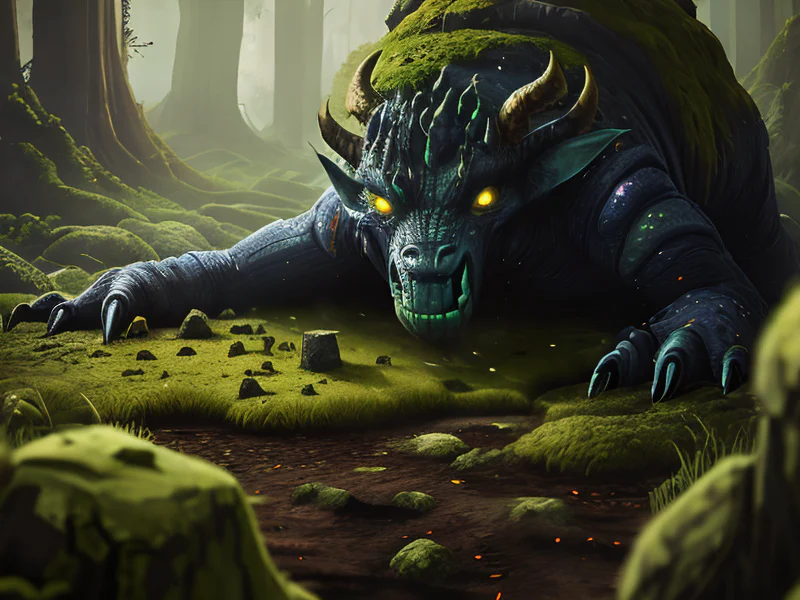 Corrupted (Earth Elemental:1.35), massive stone body, mossy rock plates, root bindings, A storm of tiny glass fragments reflecting countless eyes, medium close-up
