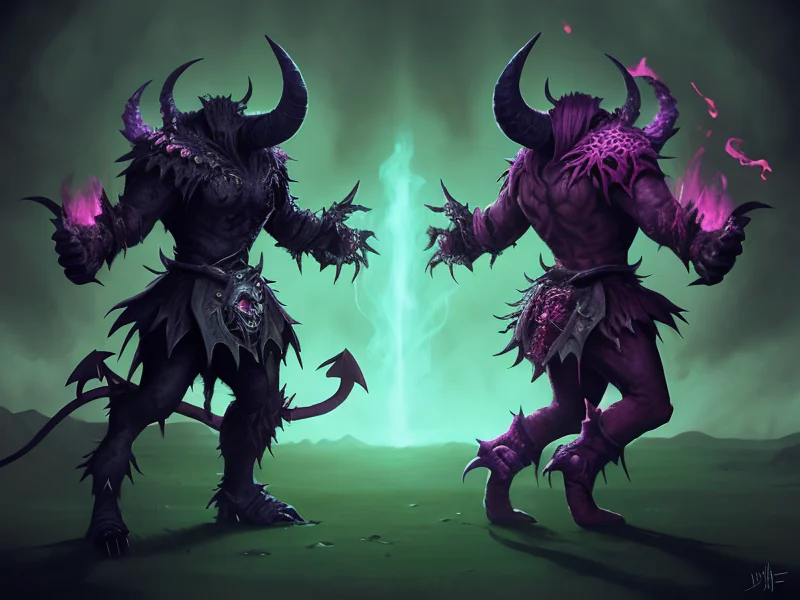 Emberborn (Demon:1.35), Blightbringer, A second spectral pair of arms mimicking every gesture, three-quarter view