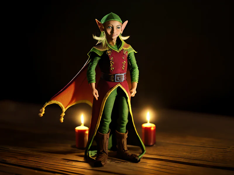 Dominant (Elf:1.35), Sun Priest, A cape bordered by miniature flickering candles, full-body shot