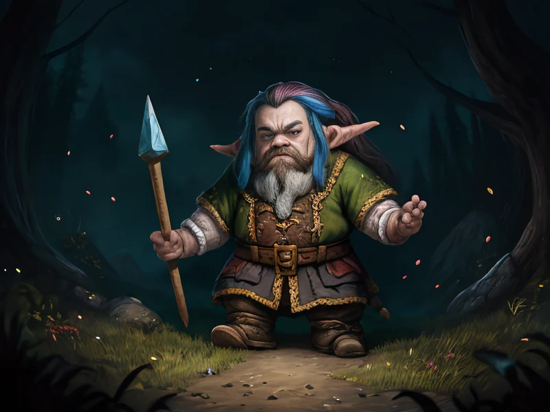 Gloomy (Dwarf:1.35), Spellbreaker, Shoulders sprouting clusters of small crystals, full-body shot