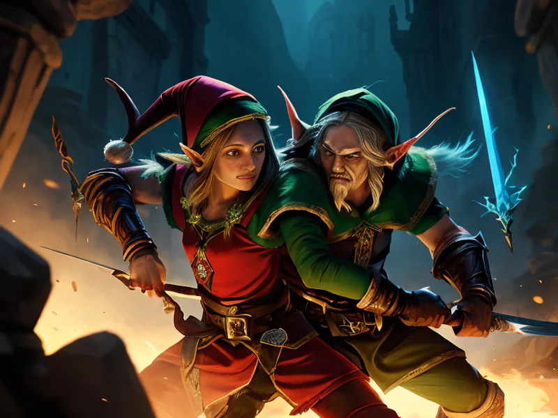 Nimble (Elf:1.35), Spellblade, Luminous scar that changes color, dynamic angle