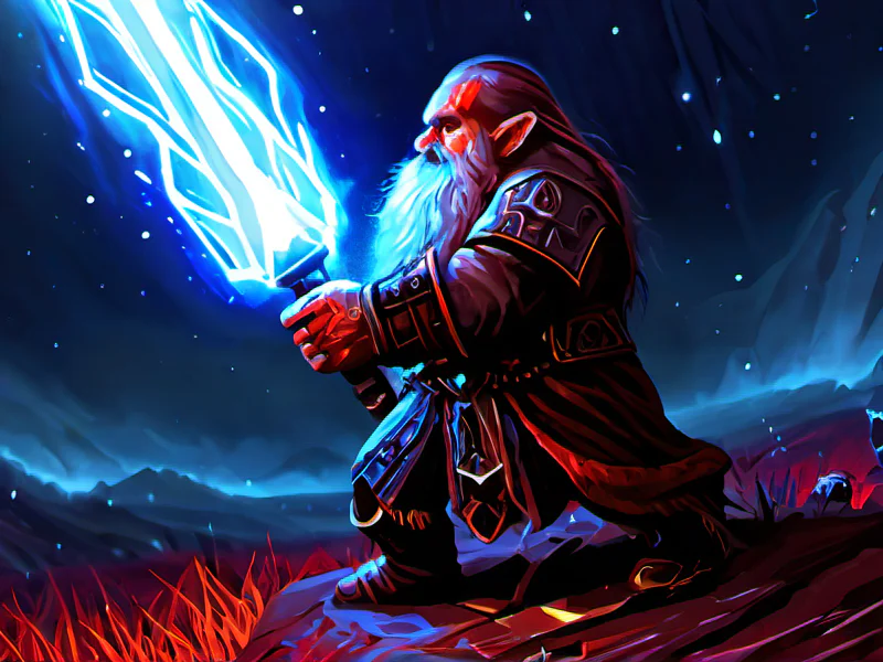 Mist-shrouded (Dwarf:1.35), Inquisitor, A flail ending in a luminous crystal comet, medium close-up, powerful creature
