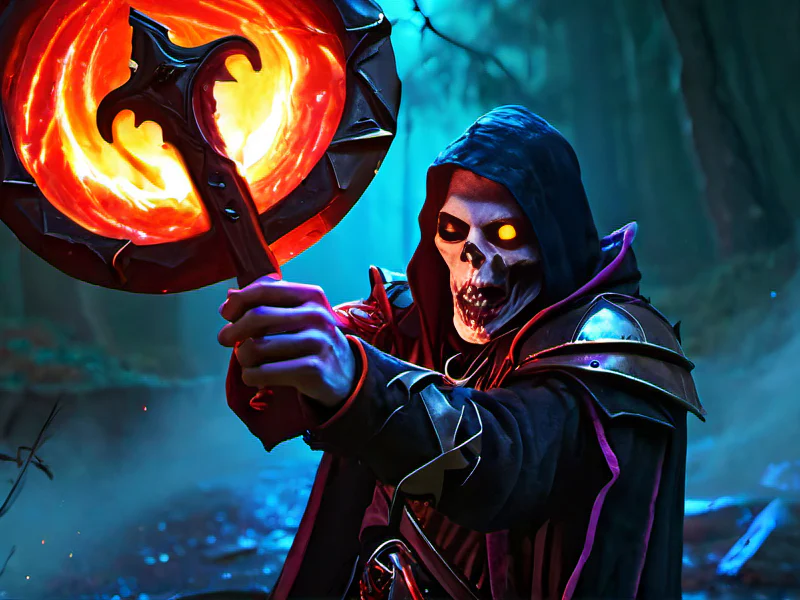 Fierce (Undead:1.35), Vampire, Uses a floating magical shield, three-quarter view