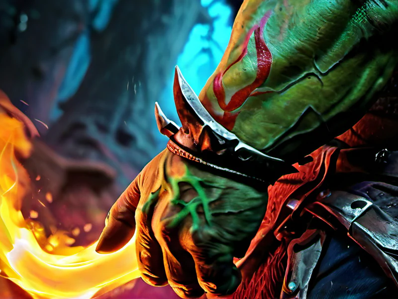 Dreadmarked (Orc:1.35), Reaper, A burning sigil stamped across the back of one hand, medium close-up, very powerful creature