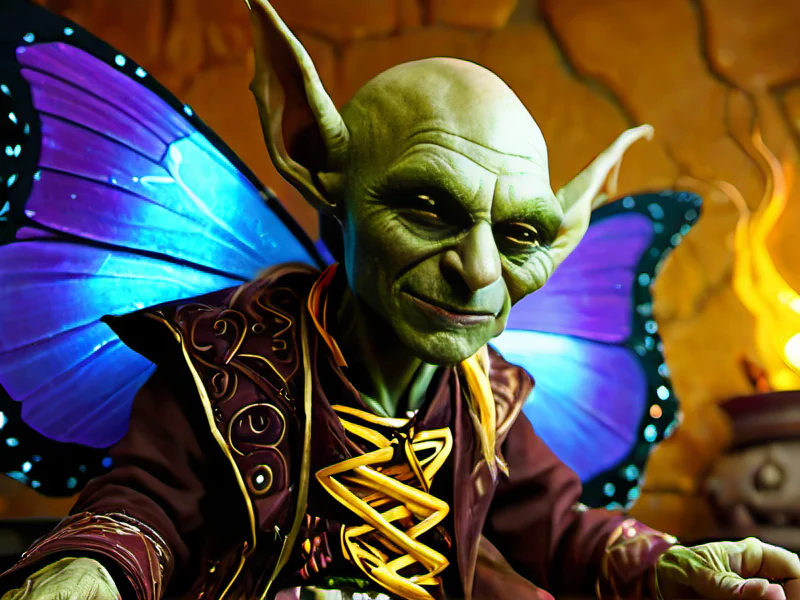 Mischievous (Goblin:1.35), Gunslinger, Golden threads of magic stitching wounds closed, waist-up shot