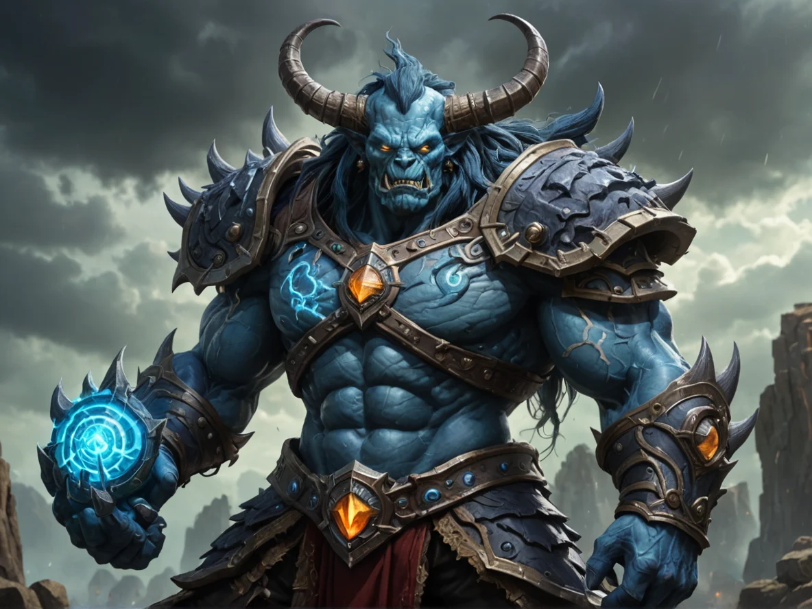 Timeworn (Air Elemental:1.1), dark storm spirit, crackling core, jagged vapor limbs, A single oversized pauldron carved from granite, waist-up shot, weak