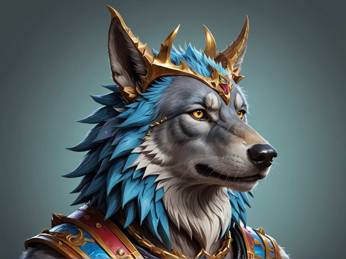 Pessimistic (Wolf:1.1), A crown of jagged antlers, three-quarter view, weak
