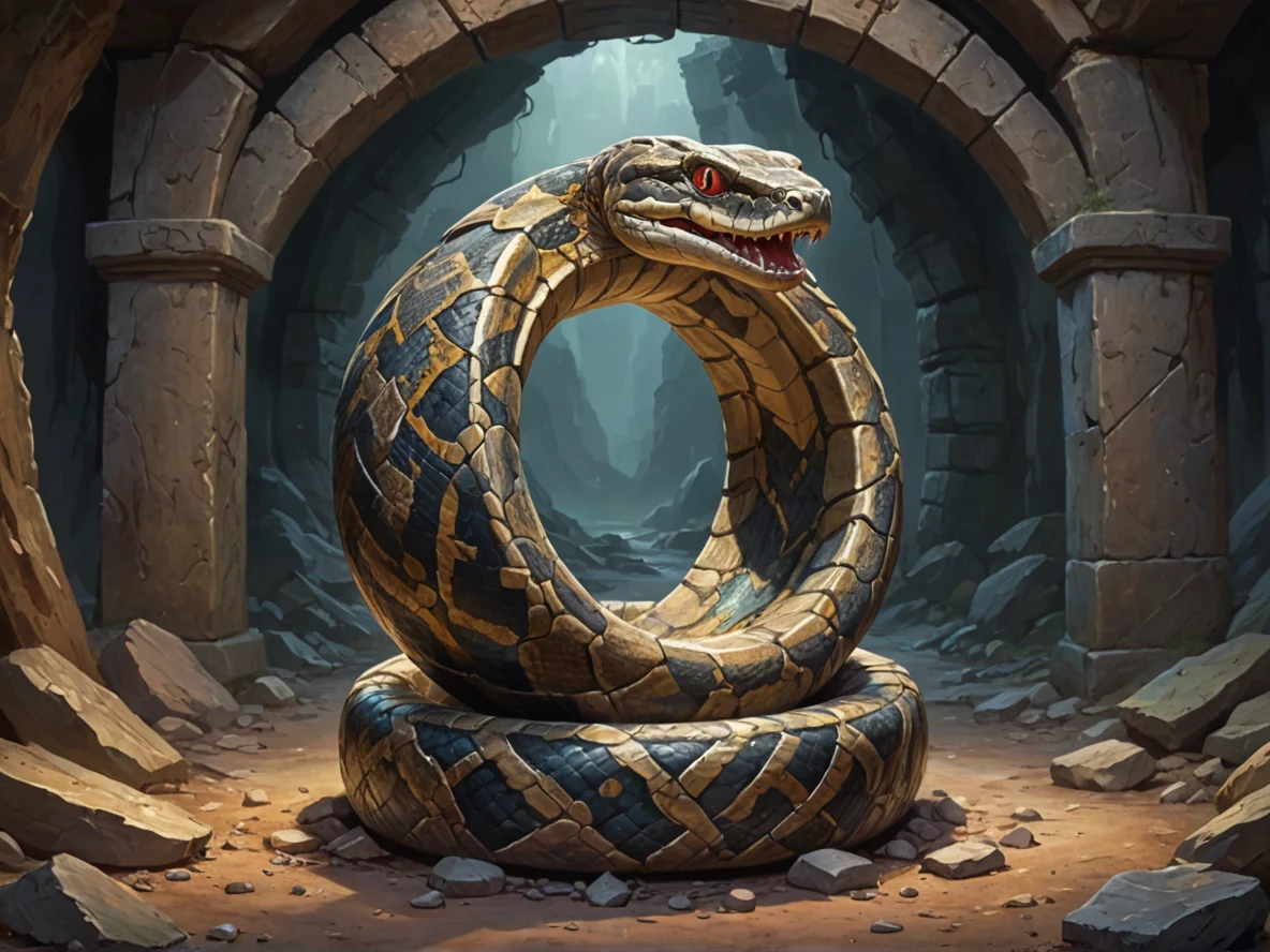 Windscarred (Python:1.1), At the center of an ancient stone ring, runes pulsing beneath their feet, three-quarter view, abandoned mine, weak