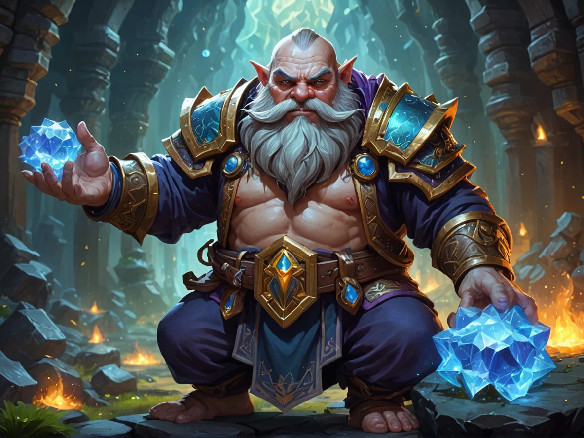 Nightbound (Dwarf:1.1), Monk, Shoulders sprouting clusters of small crystals, full-body shot, weak
